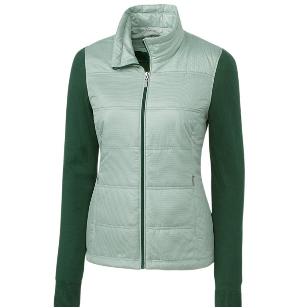 Cutter & Buck Womens Cora Quilted Sweater Jacket, Hunter Green